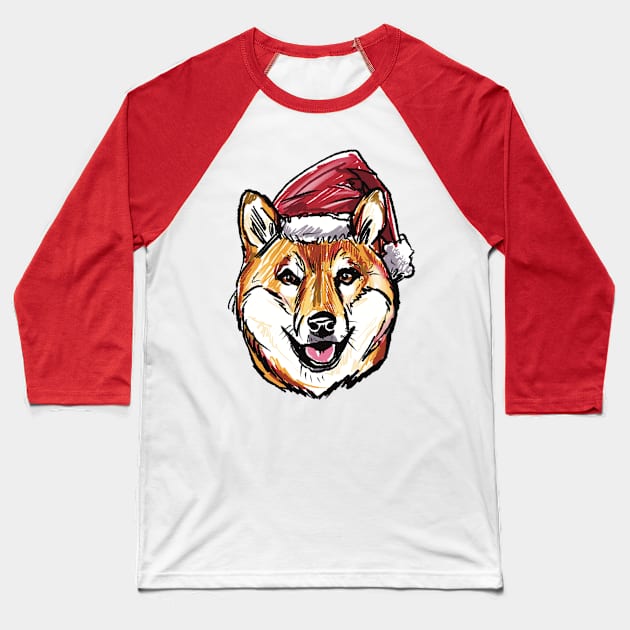 Christmas Shiba Inu - Cute Japanese Dog - Tan Shiba Inu Christmas Theme Baseball T-Shirt by sketchnkustom